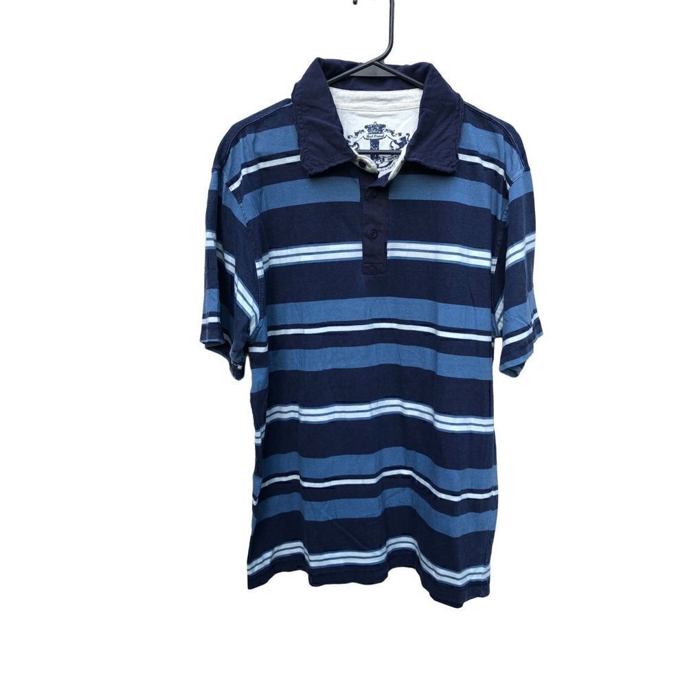 Red Camel Size Extra Large Extra Large (XL) Polo Navy and Blue Striped